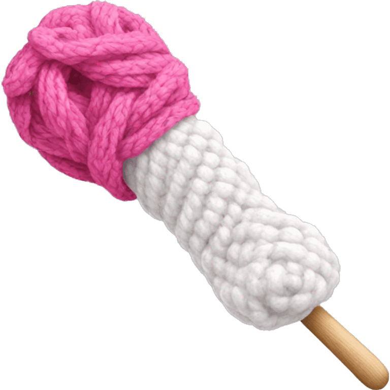 White yarn with pink crochet hook emoji