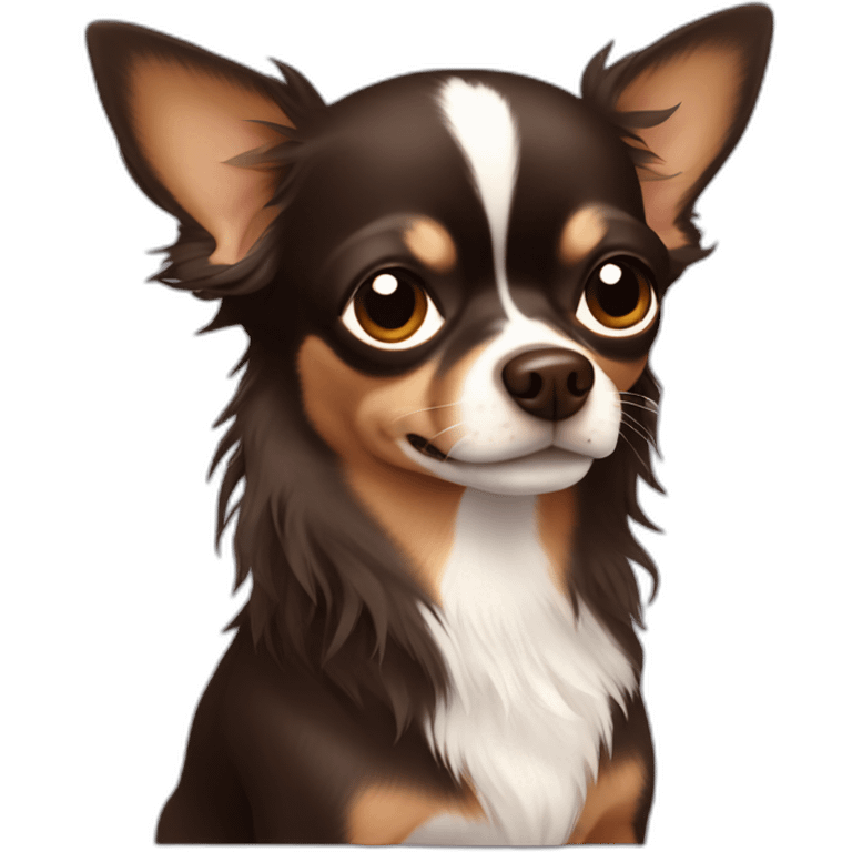 Long hair dark brown Chihuahua emoji