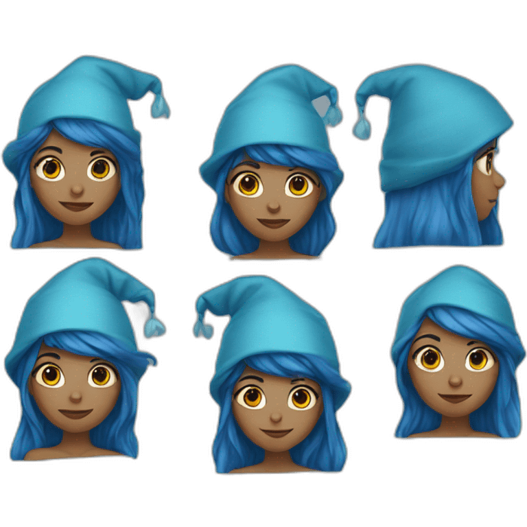 girl with blue hair and wizard hat emoji