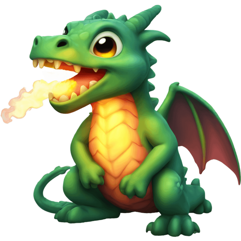 Cute baby dragon snorting fire emoji