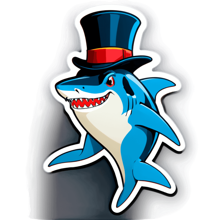 Shark with a top hat emoji