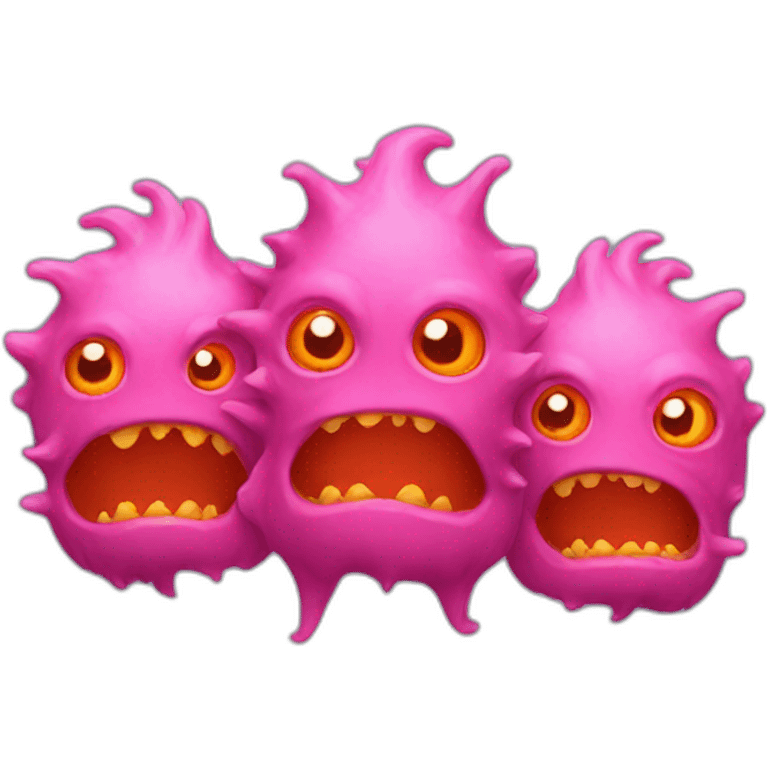 monster with 3 heads pink and orange emoji