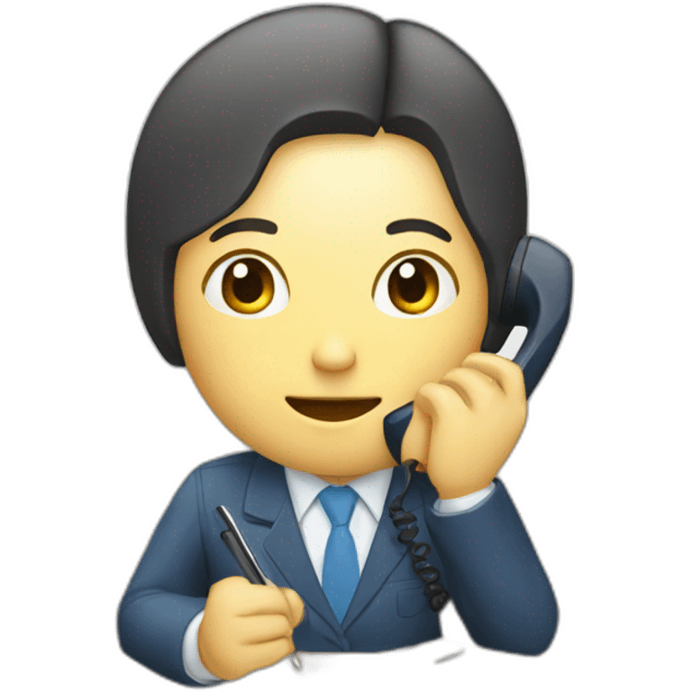 A Japanese office worker answering a phone call and taking notes emoji