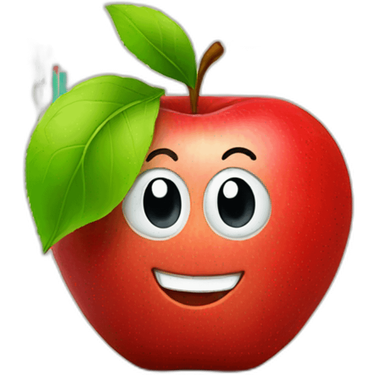 smiling red apple with stock charts emoji