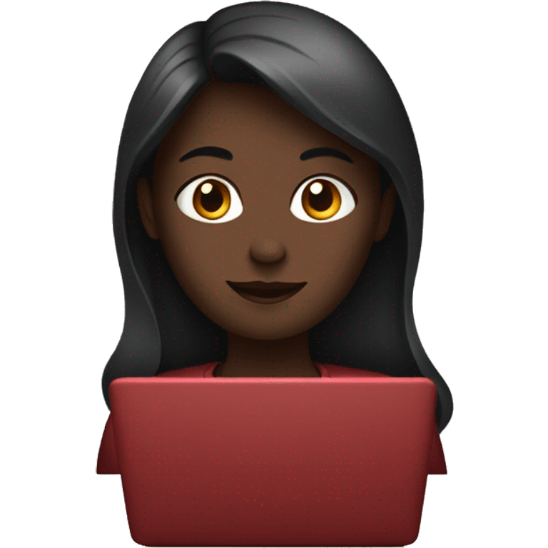 Dark red laptop and girl  emoji