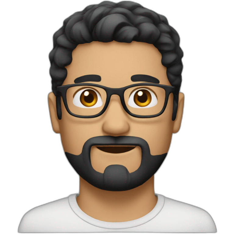 Guy with short black hair and glasses and beard emoji