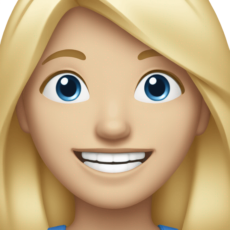 Blonde blue eyed woman laughing emoji