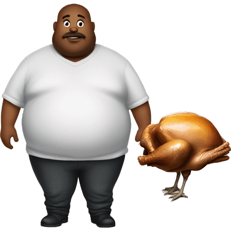 Fat man and raw turkey emoji