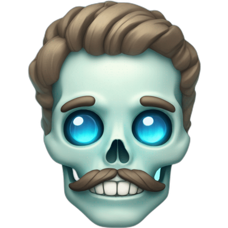 light blue skull pencil mustache glowing gemstone in forehead emoji