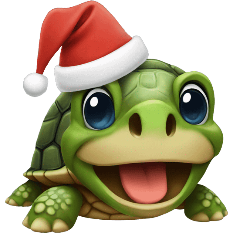 Turtle with santa hat emoji