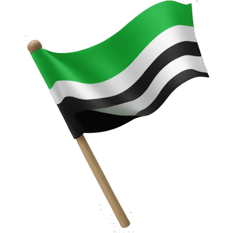 flag with three lines (green, white and black) in a stick  emoji