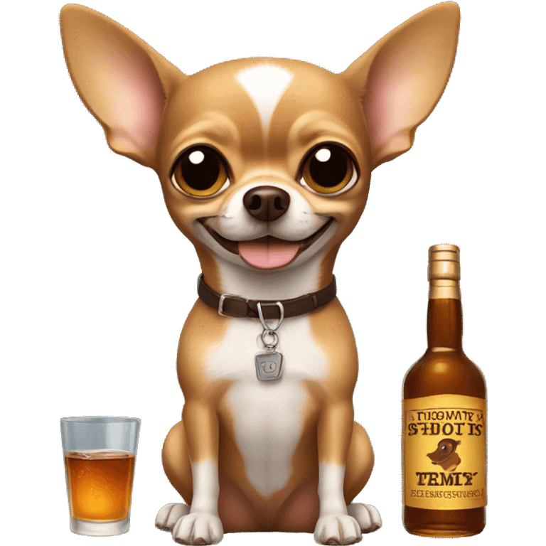 brown Chihuahua holding whiskey bottle  emoji