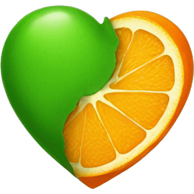 One Half Green half Orange small heart emoji