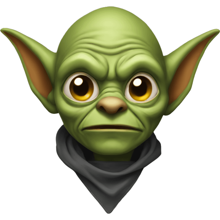 Goblin head, wearing a cape, front view, balt emoji