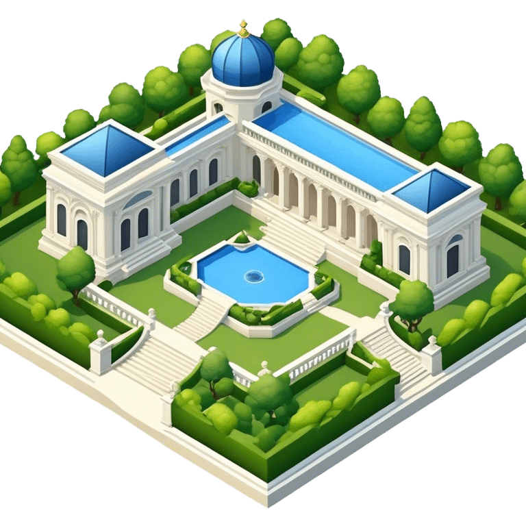 luxury palatial gardens, isometric exterior view emoji