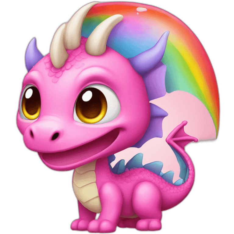 cute pink dragon with big head rainbow emoji