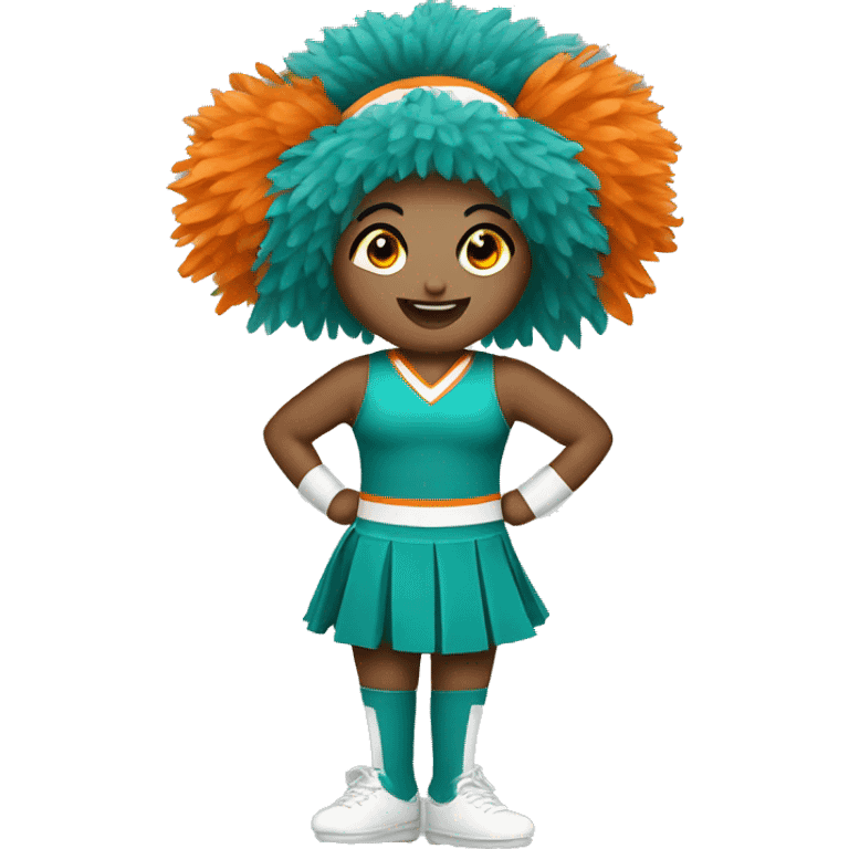 Teal and orange cheerleader pompom emoji