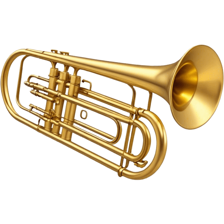 Cinematic Realistic Trombone, sleek brass slide extending dynamically, subtle scratches adding authenticity, warm golden reflections bouncing off the metal, glowing with a bold and resonant musical energy. emoji