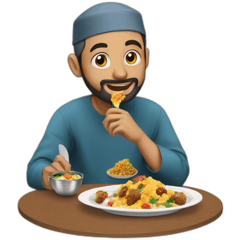 Muslim man eating iftar emoji