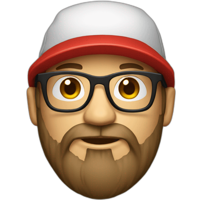 bearded designer with glasses and a red cap emoji