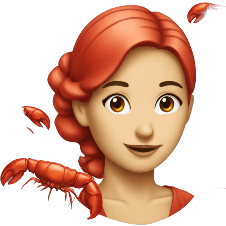 Lobster with pretty lady head emoji