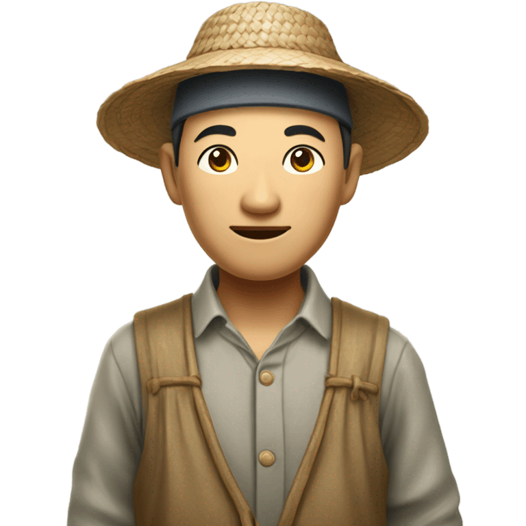 photorealistic Chinese peasant 1960s emoji