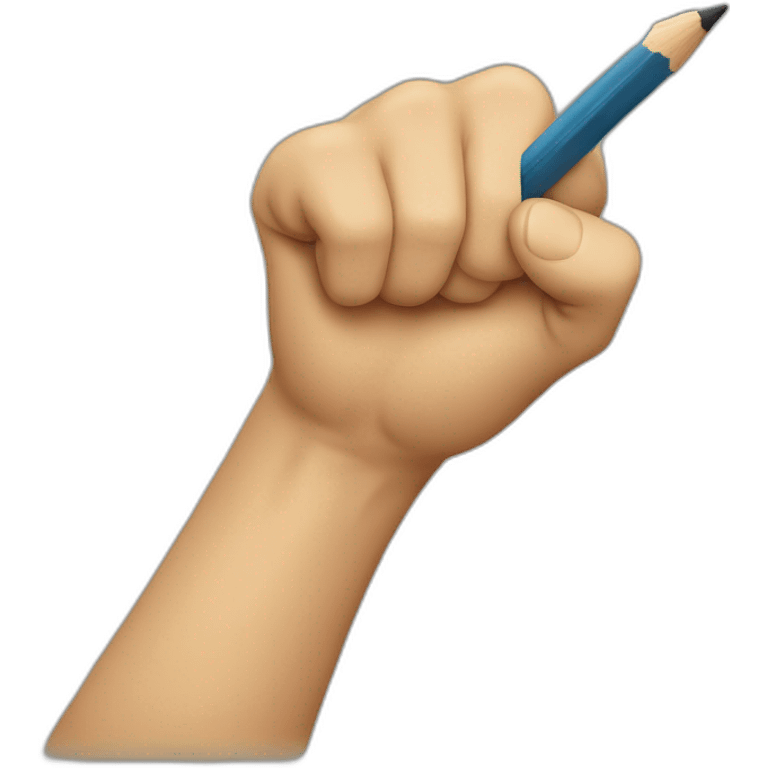 hand holding a big pencil in fist emoji