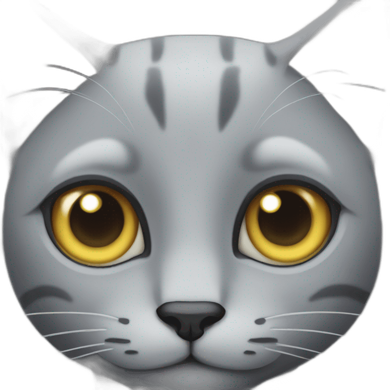 Grey cat with left-blind-eye emoji