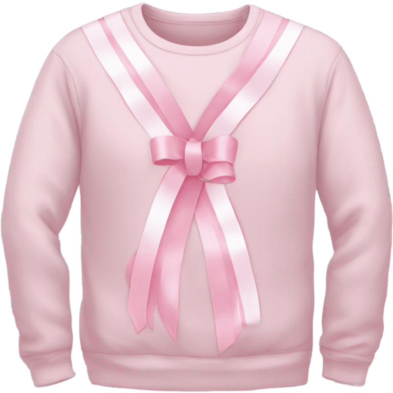 White crew neck with light pink ribbons  emoji