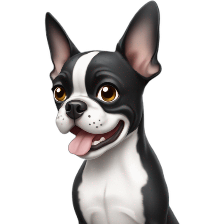 A Boston terrier waving hi emoji