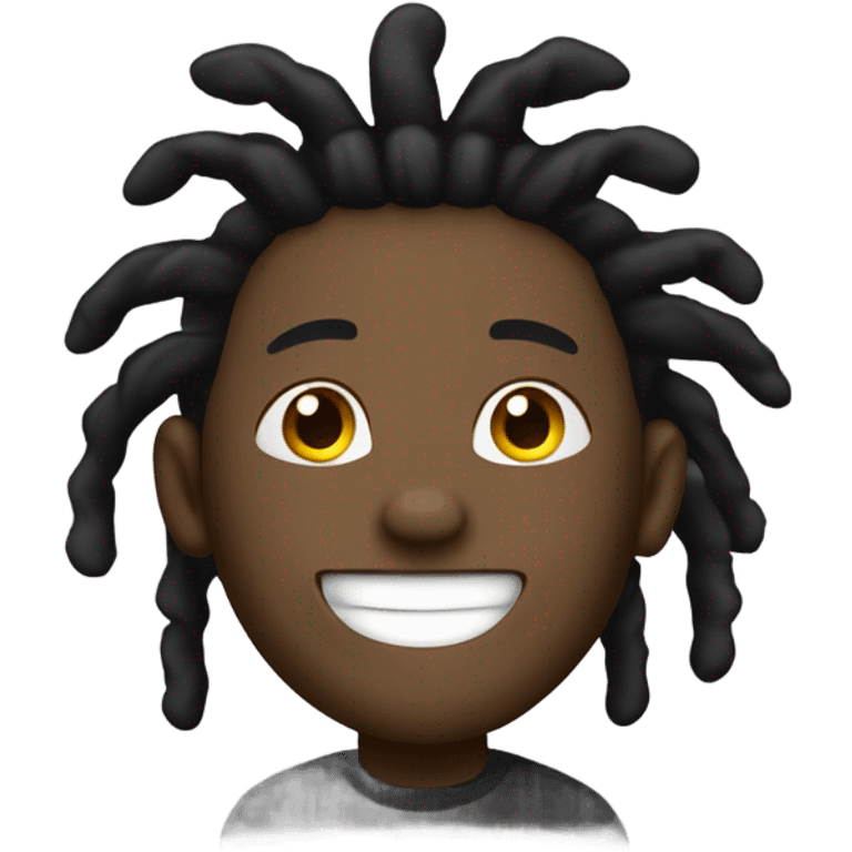 black man-dread locks-  no facial hair laughing black shirt emoji