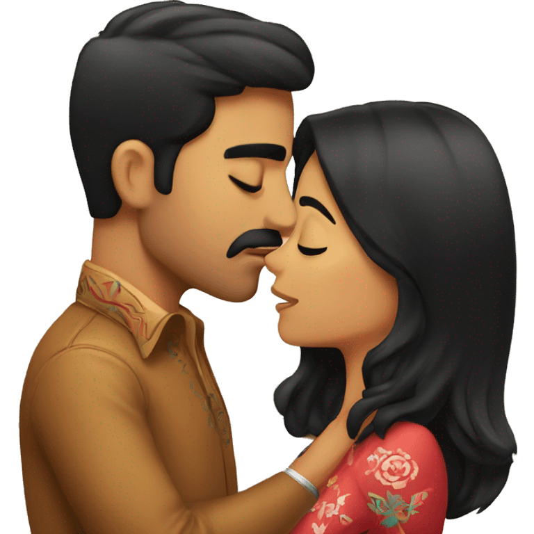 Mexican man kissing his Mexican black haired girlfriend  emoji