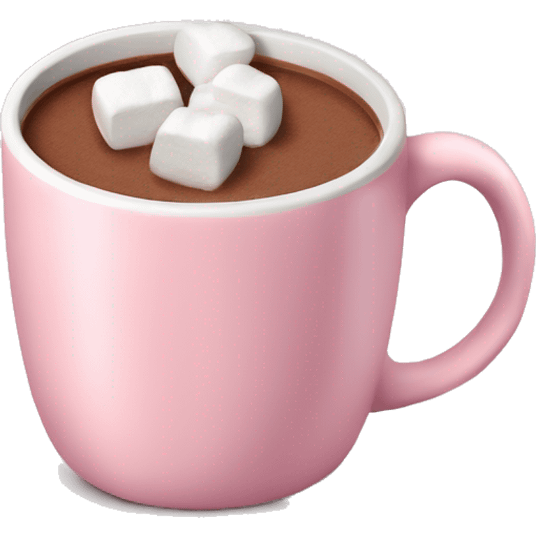 Light Pink mug of hot chocolate with marshmallows  emoji