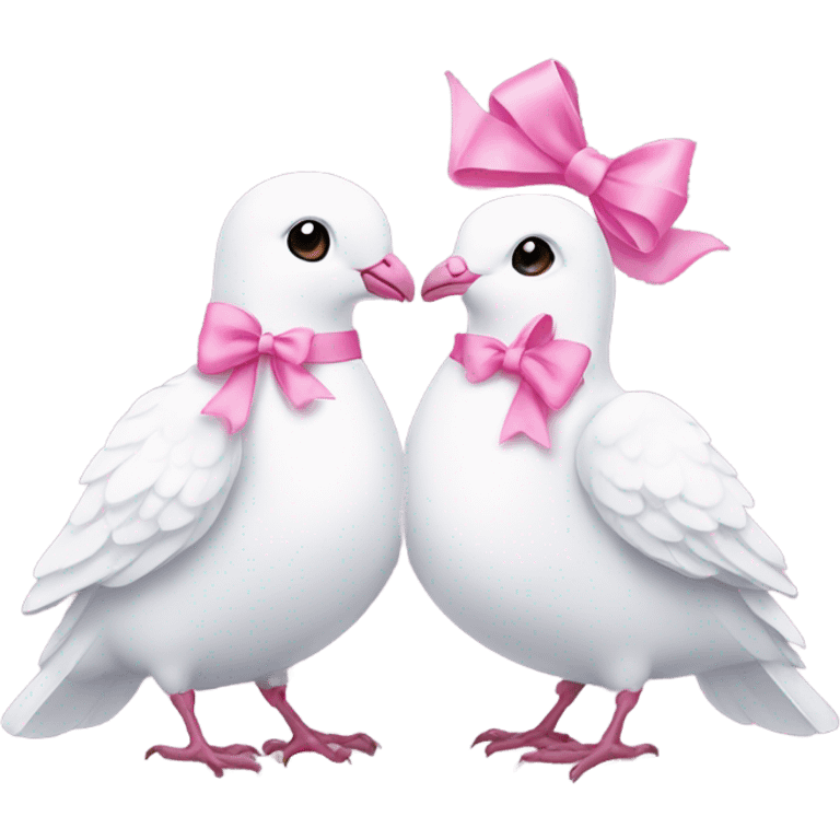 Two White doves with pink bows around their necks emoji