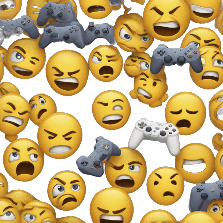 vortex of angry faces and controller emoji