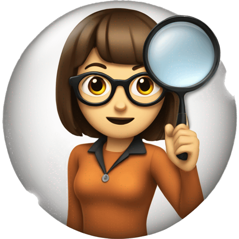 Velma with a magnifying glass emoji