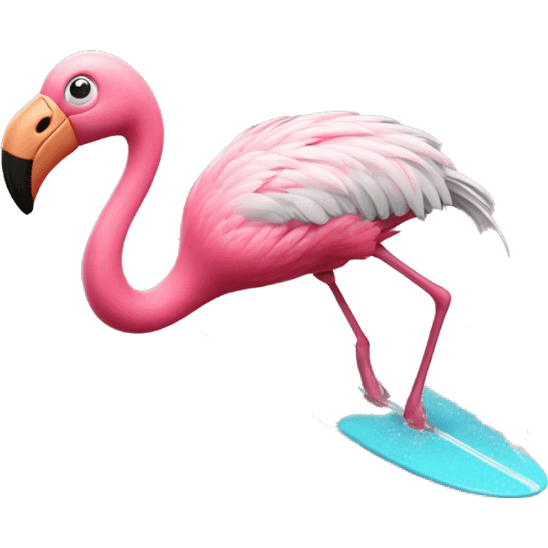 Flamingo surfing emoji