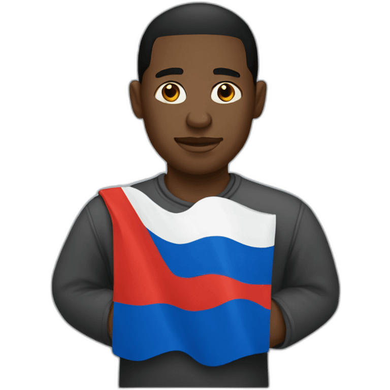 A black man with a Russian flag emoji