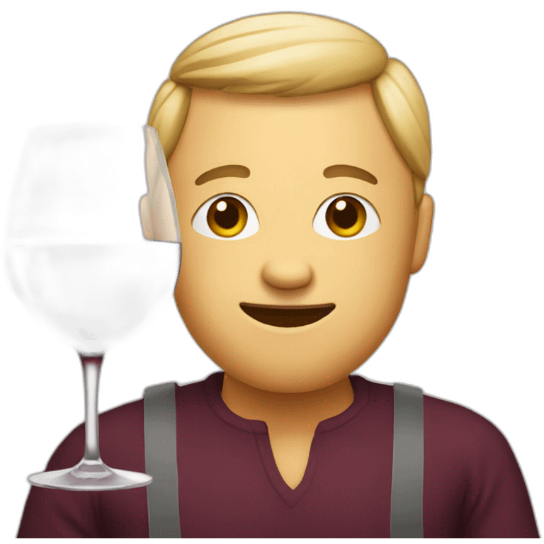 A wine with face emoji