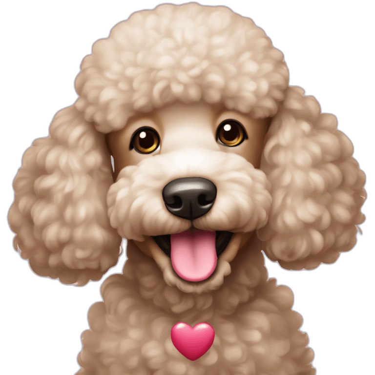 Perrito french poodle sonriendo con un corazón al fondo emoji