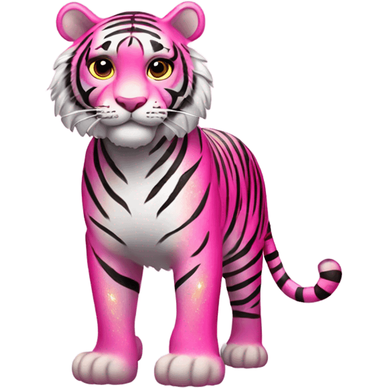 Pink rainbow full body tiger with glitter no orange emoji