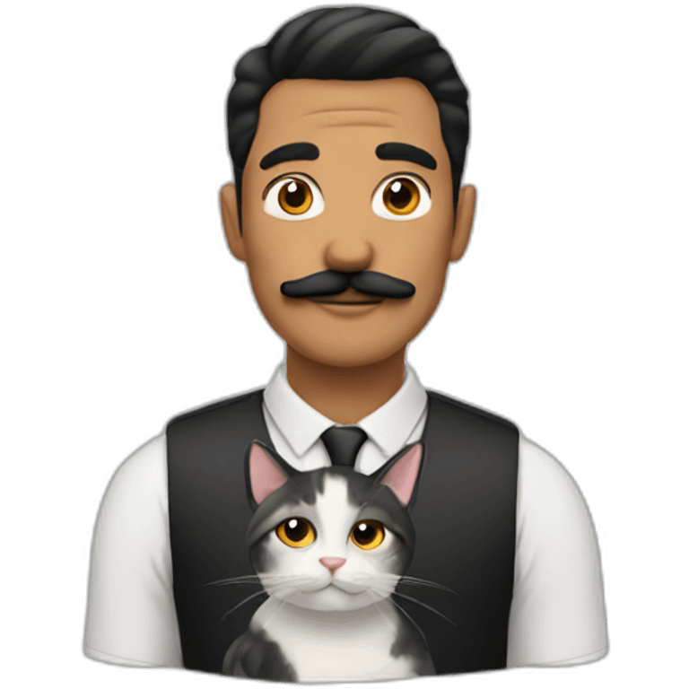 man with 3 cats and a black moustache emoji