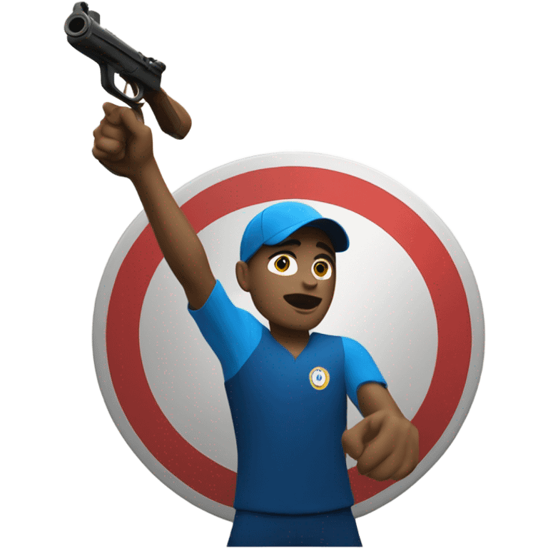 Olympic shooter shooting a ten point nine emoji