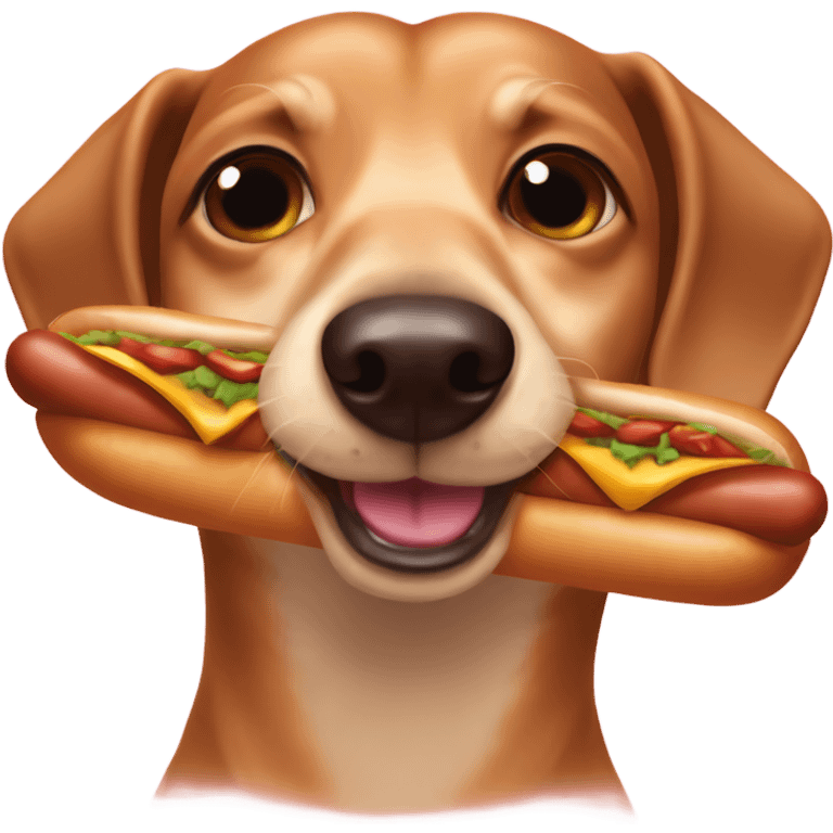 weiner dog in a hot dog bun emoji