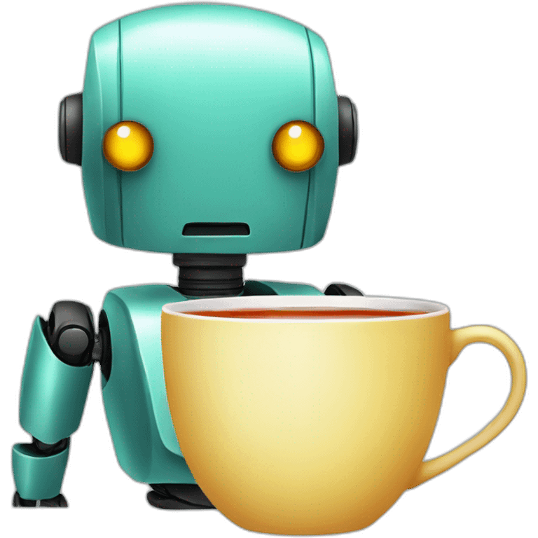 robot and tea emoji