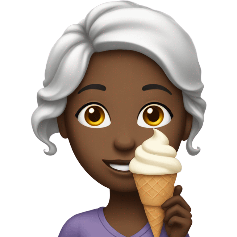 Black girl with ice cream in her hand emoji