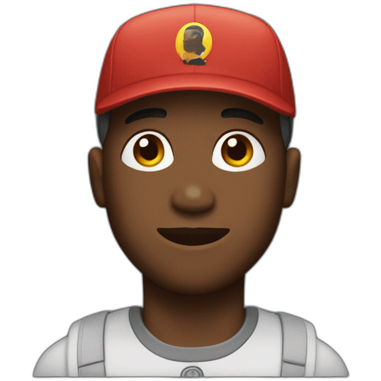 black man with cap and his hair buzz cut emoji