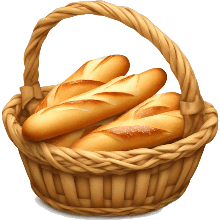 Basket of baguettes with bow emoji