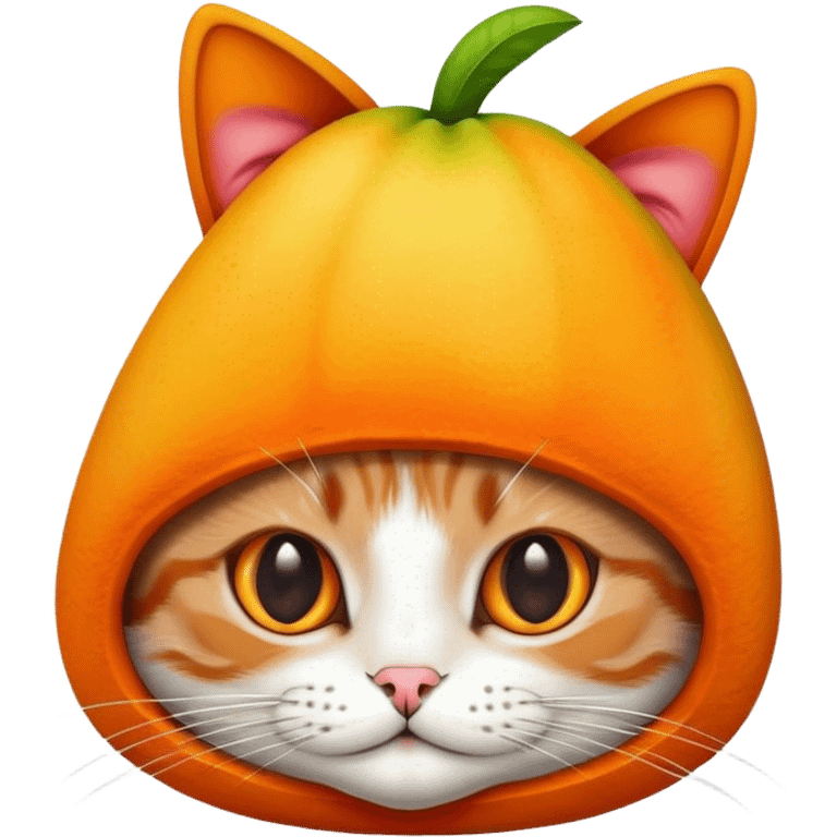 Cat head inside of mango hat emoji