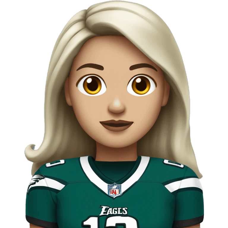  white brunette female wearing a philadelphia eagles jersey emoji